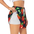 thumbnail image 1 of Uemuo Tomatoes Pattern Women's Athletic Shorts High Waisted Running Shorts with Liner Pockets Gym Elastic Workout Shorts-Medium, 1 of 9