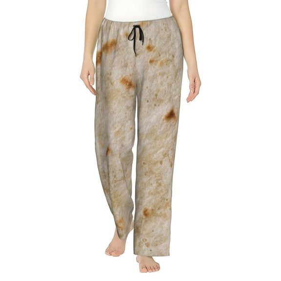 Uemuo Tortilla Pattern Women's Wide Leg Palazzo Lounge Pants with Pockets Light Weight Loose Comfy Casual Pajama Pants-Small