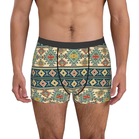 Uemuo Traditional Tribal Aztec1 Pattern Men's Boxer Briefs,Trunk Anti-Chafing,Comfortable, Durable, and Stylish Underwear-Large
