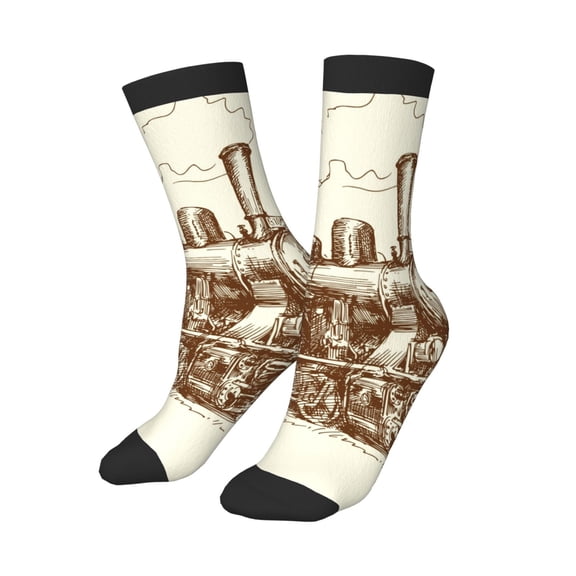 Uemuo Train Printed Kids Boys Socks Seamless Crew Socks Crazy Funny Athletic Sport Socks for Children