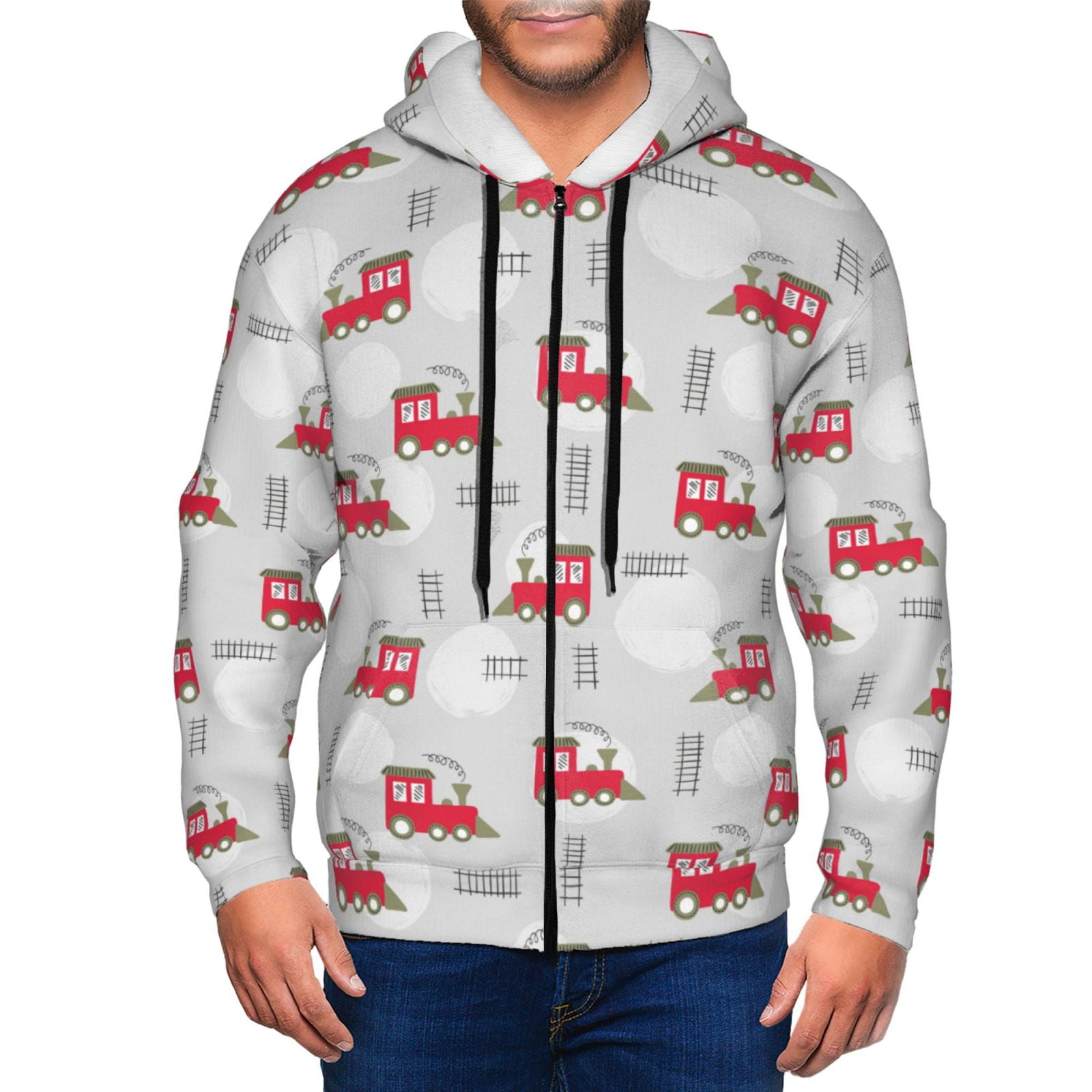 Uemuo Trains for Men's Fashion Full-zip Hoodies
