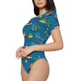 thumbnail image 1 of Uemuo Transportations with Buildings Pattern Women's One Piece Short Sleeve Swimsuit Rash Guard Surfing Modest Quick-drying Swimsuit Beach Essentials-X-Large, 1 of 9