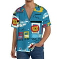 thumbnail image 1 of Uemuo Transportations With Cute Animals Pattern Cotton Linen Short Sleeve Shirts,Casual Lightweight Button Down Shirts,Vacation Beach Summer Tops-, 1 of 7