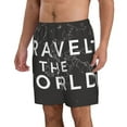 thumbnail image 1 of Uemuo Travel The World1 Pattern Men's Swim Trunks Hawaiian Beach Bathing Suit Swimsuits Beach Quick-Dry Shorts with Pockets-XX-Large, 1 of 9