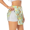 thumbnail image 1 of Uemuo Tree Palms Lemon Pattern Women's Athletic Shorts High Waisted Running Shorts with Liner Pockets Gym Elastic Workout Shorts-XX-Large, 1 of 9