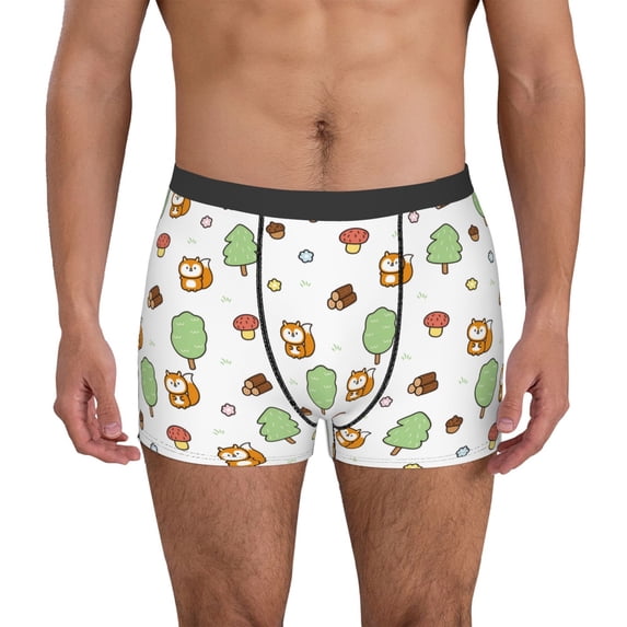 Uemuo Tree Squirrel Pattern Men's Boxer Briefs,Trunk Anti-Chafing,Comfortable, Durable, and Stylish Underwear-X-Large