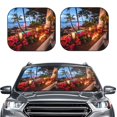 thumbnail image 1 of Uemuo Tropical Beach Candlelight Printed 2 PCS Car Windshield Sun Shade, Auto Sun Heat and UV Rays Blocker, Foldable Automotive Front Window Sunshade Protector, 1 of 7