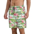 thumbnail image 1 of Uemuo Tropical Flamingo Pattern Men's Swim Trunks Hawaiian Beach Bathing Suit Swimsuits Beach Quick-Dry Shorts with Pockets-, 1 of 9