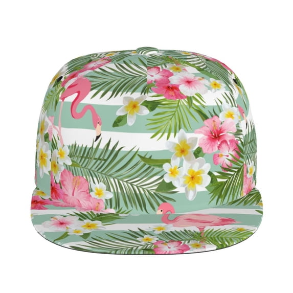Uemuo Tropical Flamingo Pattern Women's Baseball Cap,Straight Brim Hat,Golf Dad Hat,Travel Hat,Sun Protection Cap,Everyday Accessory