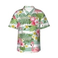 thumbnail image 1 of Uemuo Tropical Flamingo Printed Regular Fit Short Sleeve Casual Hawaiian Shirt for Men,Aloha shirt,Tropical shirt,Floral print shirt,Vacation Beach shirt-Small, 1 of 9
