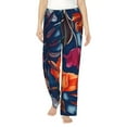 thumbnail image 1 of Uemuo Tropical Flower Pattern Women's Wide Leg Palazzo Lounge Pants with Pockets Light Weight Loose Comfy Casual Pajama Pants-Small, 1 of 9