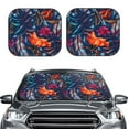 thumbnail image 1 of Uemuo Tropical Flower Printed 2 PCS Car Windshield Sun Shade, Auto Sun Heat and UV Rays Blocker, Foldable Automotive Front Window Sunshade Protector, 1 of 7