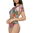 thumbnail image 1 of Uemuo Tropical Fruit Pattern Women's One Piece Short Sleeve Swimsuit Rash Guard Surfing Modest Quick-drying Swimsuit Beach Essentials-Medium, 1 of 9