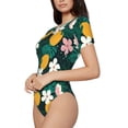 thumbnail image 1 of Uemuo Tropical Fruit Pattern Women's One Piece Short Sleeve Swimsuit Rash Guard Surfing Modest Quick-drying Swimsuit Beach Essentials-X-Large, 1 of 9