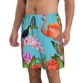 thumbnail image 1 of Uemuo Tropical Jungle Flamingo Pattern Men's Swim Trunks Hawaiian Beach Bathing Suit Swimsuits Beach Quick-Dry Shorts with Pockets-Medium, 1 of 9