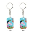thumbnail image 1 of Uemuo Tropical Jungle Flamingo Pattern Rectangular Metal Keychain - Durable, Stylish, and Personalized Key Ring for Men and Women,Engraved Keychain,Gift Slim Sturdy Keychain, 1 of 7