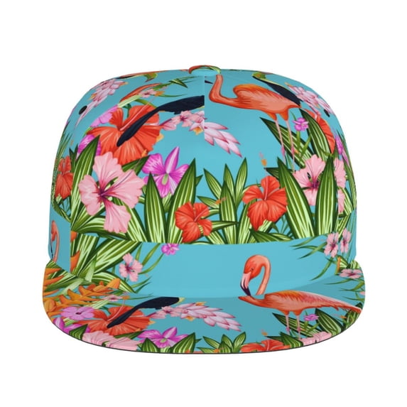 Uemuo Tropical Jungle Flamingo Pattern Women's Baseball Cap,Straight Brim Hat,Golf Dad Hat,Travel Hat,Sun Protection Cap,Everyday Accessory