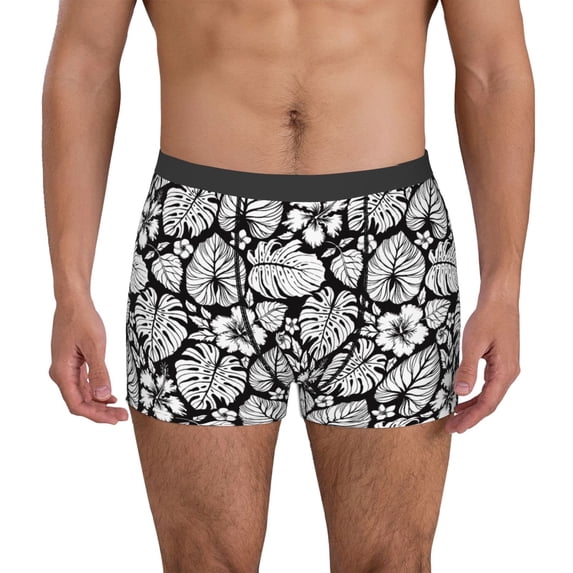 Uemuo Tropical Leaves Pattern Men's Boxer Briefs,Trunk Anti-Chafing,Comfortable, Durable, and Stylish Underwear-XX-Large