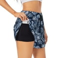 thumbnail image 1 of Uemuo Tropical Leaves Pattern Women's Athletic Shorts High Waisted Running Shorts with Liner Pockets Gym Elastic Workout Shorts-Small, 1 of 9