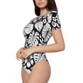 thumbnail image 1 of Uemuo Tropical Leaves Pattern Women's One Piece Short Sleeve Swimsuit Rash Guard Surfing Modest Quick-drying Swimsuit Beach Essentials-Medium, 1 of 9