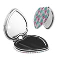 thumbnail image 1 of Uemuo Tropical Leaves Print Compact Portable Pocket Makeup Mirror - Leather Cover, Elegant Travel Cosmetic Mirror for Purse, Pocket, and Handbag-Heart Shape, 1 of 9