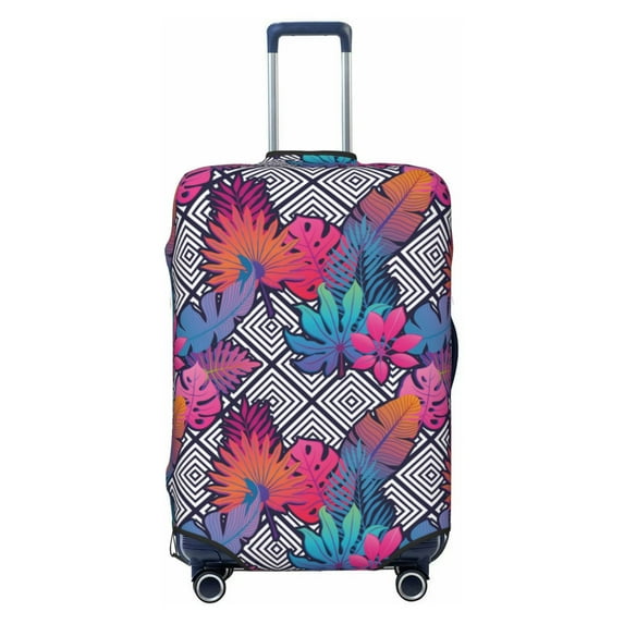 Uemuo Tropical Leaves Printed Washable Luggage Cover - Fashion Suitcase Protector Fits 18-32 Inch Luggage -