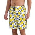 thumbnail image 1 of Uemuo Tropical Lemon Pattern Men's Swim Trunks Hawaiian Beach Bathing Suit Swimsuits Beach Quick-Dry Shorts with Pockets-Small, 1 of 9