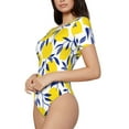 thumbnail image 1 of Uemuo Tropical Lemon Pattern Women's One Piece Short Sleeve Swimsuit Rash Guard Surfing Modest Quick-drying Swimsuit Beach Essentials-XX-Large, 1 of 9