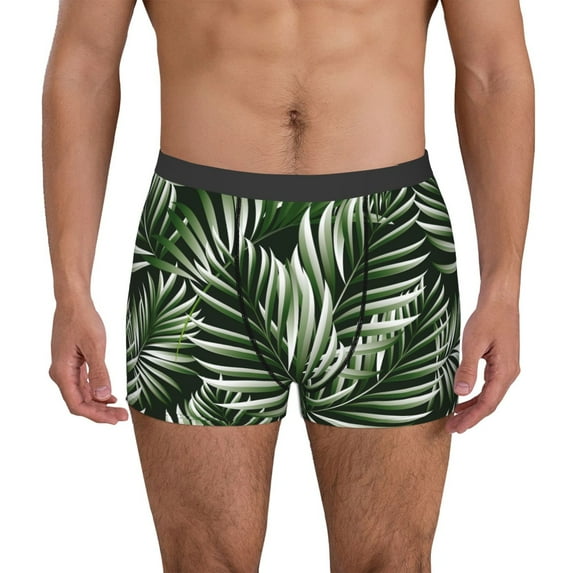 Uemuo Tropical Palm Leaves1 Pattern Men's Boxer Briefs,Trunk Anti-Chafing,Comfortable, Durable, and Stylish Underwear-
