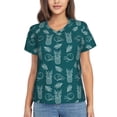 thumbnail image 1 of Uemuo Tropical Pineapple Printed Women's Classic V-Neck T-Shirt - Soft, Breathable, Moisture-Wicking, Perfect for Casual, Office, Travel, and Everyday Wear-Large, 1 of 5