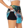 thumbnail image 1 of Uemuo Tropical Poolside Relaxation Pattern Women's Athletic Shorts High Waisted Running Shorts with Liner Pockets Gym Elastic Workout Shorts-Small, 1 of 9