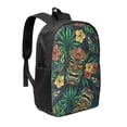thumbnail image 1 of Uemuo Tropical Tribe Mask Printed Durable 17-inch Student Backpack - Lightweight, Waterproof, Adjustable Straps, Ideal for School, Work, Travel, 1 of 5
