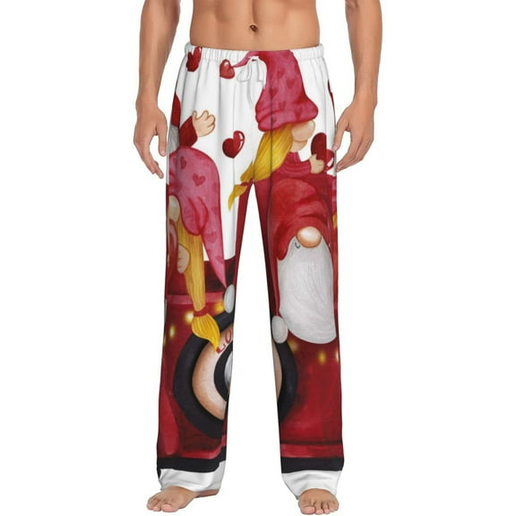 Uemuo Truck With Gnomes Pattern Men's Wide Leg Palazzo Lounge Pants with Pockets Light Weight Loose Comfy Casual Pajama Pants-Small