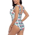 thumbnail image 1 of Uemuo Tulips Flowers Pattern Women's Tummy Control Swimsuits Slimming One Piece Bathing Suit Ruffle V Neck Swimwear-X-Large, 1 of 8