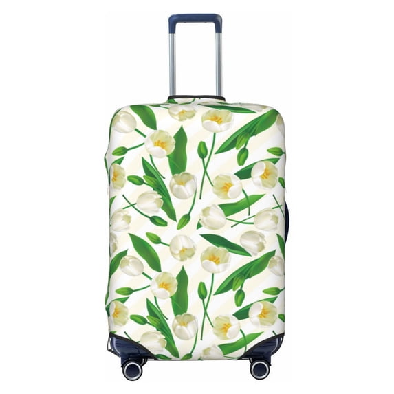Uemuo Tulips Flowers Printed Washable Luggage Cover - Fashion Suitcase Protector Fits 18-32 Inch Luggage -Small
