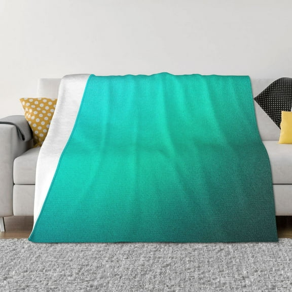 Uemuo Turquoise Light Blue Printed Throw Blanket for Couch, Fluffy Fuzzy Blankets for Bed, Sofa, Cozy Flannel Faux Fur Blanket-