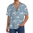 thumbnail image 1 of Uemuo Turtle Pattern Cotton Linen Short Sleeve Shirts,Casual Lightweight Button Down Shirts,Vacation Beach Summer Tops-3X-Large, 1 of 7