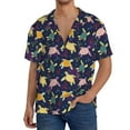 thumbnail image 1 of Uemuo Turtle Pattern Cotton Linen Short Sleeve Shirts,Casual Lightweight Button Down Shirts,Vacation Beach Summer Tops-XX-Large, 1 of 7