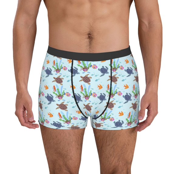 Uemuo Turtle Pattern Men's Boxer Briefs,Trunk Anti-Chafing,Comfortable, Durable, and Stylish Underwear-X-Large