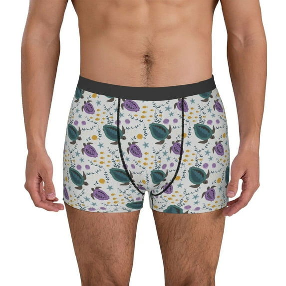 Uemuo Turtle Pattern Men's Boxer Briefs,Trunk Anti-Chafing,Comfortable, Durable, and Stylish Underwear-X-Large