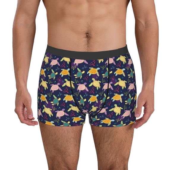 Uemuo Turtle Pattern Men's Boxer Briefs,Trunk Anti-Chafing,Comfortable, Durable, and Stylish Underwear-