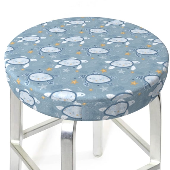 Uemuo Turtle Pattern Round Bar Stool Seat Covers Washable Stool Cushion Slipcover Elastic Bar Chair Covers-12 inch