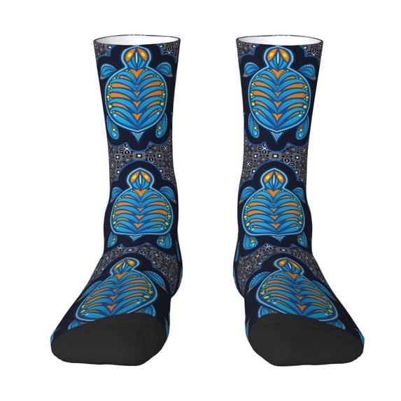 Uemuo Turtle Pattern Women's Crew Socks, Soft Durable Breathable Moisture-Wicking with Odor Control Cotton socks