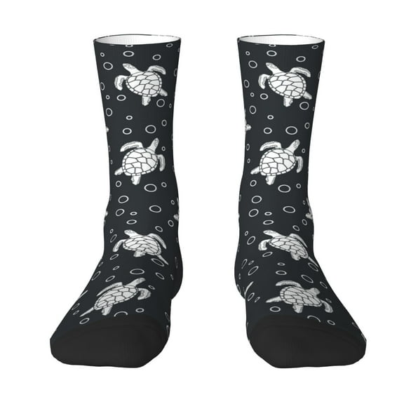 Uemuo Turtle Pattern Women's Crew Socks, Soft Durable Breathable Moisture-Wicking with Odor Control Cotton socks