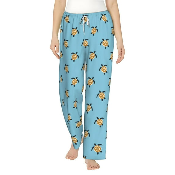 Uemuo Turtle Pattern Women's Wide Leg Palazzo Lounge Pants with Pockets Light Weight Loose Comfy Casual Pajama Pants-X-Large