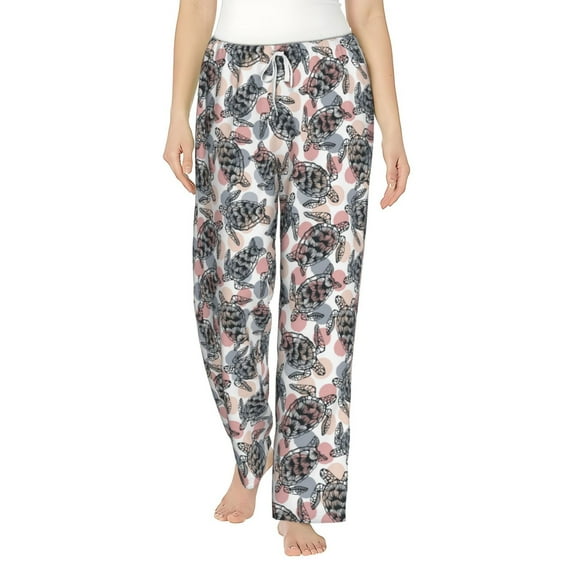 Uemuo Turtle Pattern Women's Wide Leg Palazzo Lounge Pants with Pockets Light Weight Loose Comfy Casual Pajama Pants-X-Large