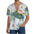 thumbnail image 1 of Uemuo Turtle and Sea Life Pattern Cotton Linen Short Sleeve Shirts,Casual Lightweight Button Down Shirts,Vacation Beach Summer Tops-XX-Large, 1 of 7