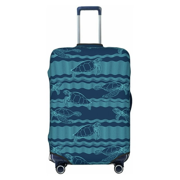 Uemuo Turtles and Waves Printed Washable Luggage Cover - Fashion Suitcase Protector Fits 18-32 Inch Luggage -X-Large