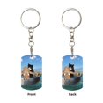 thumbnail image 1 of Uemuo Two Brave Cats Are Floating On The Sea Iceberg Pattern Rectangular Metal Keychain - Durable, Stylish, and Personalized Key Ring for Men and Women,Engraved Keychain,Gift Slim Sturdy Keychain, 1 of 7