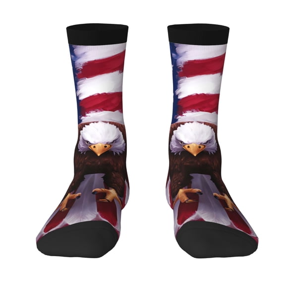 Uemuo USA Eagle with Spread Wings Pattern Women's Crew Socks, Soft Durable Breathable Moisture-Wicking with Odor Control Cotton socks